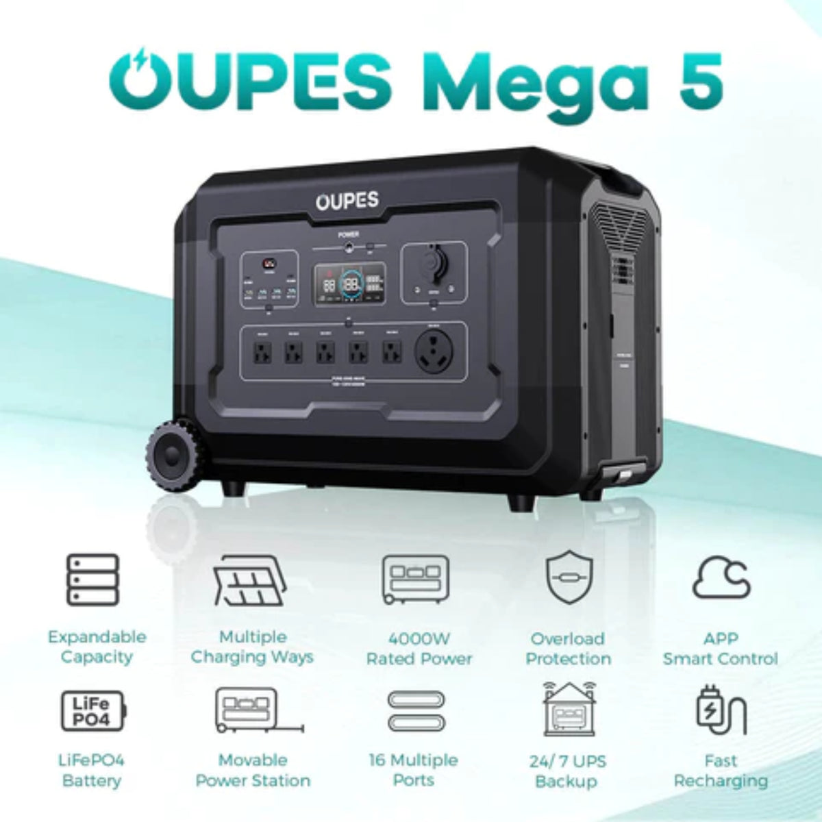 OUPES | Mega 5 Home Backup &amp; Portable Power Station | 4000W 5040Wh