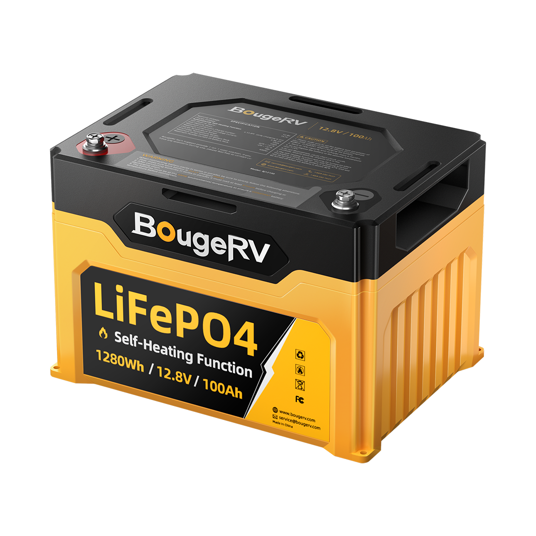 BougeRV  12V 1280Wh100Ah Self-Heating LiFePO4 Battery