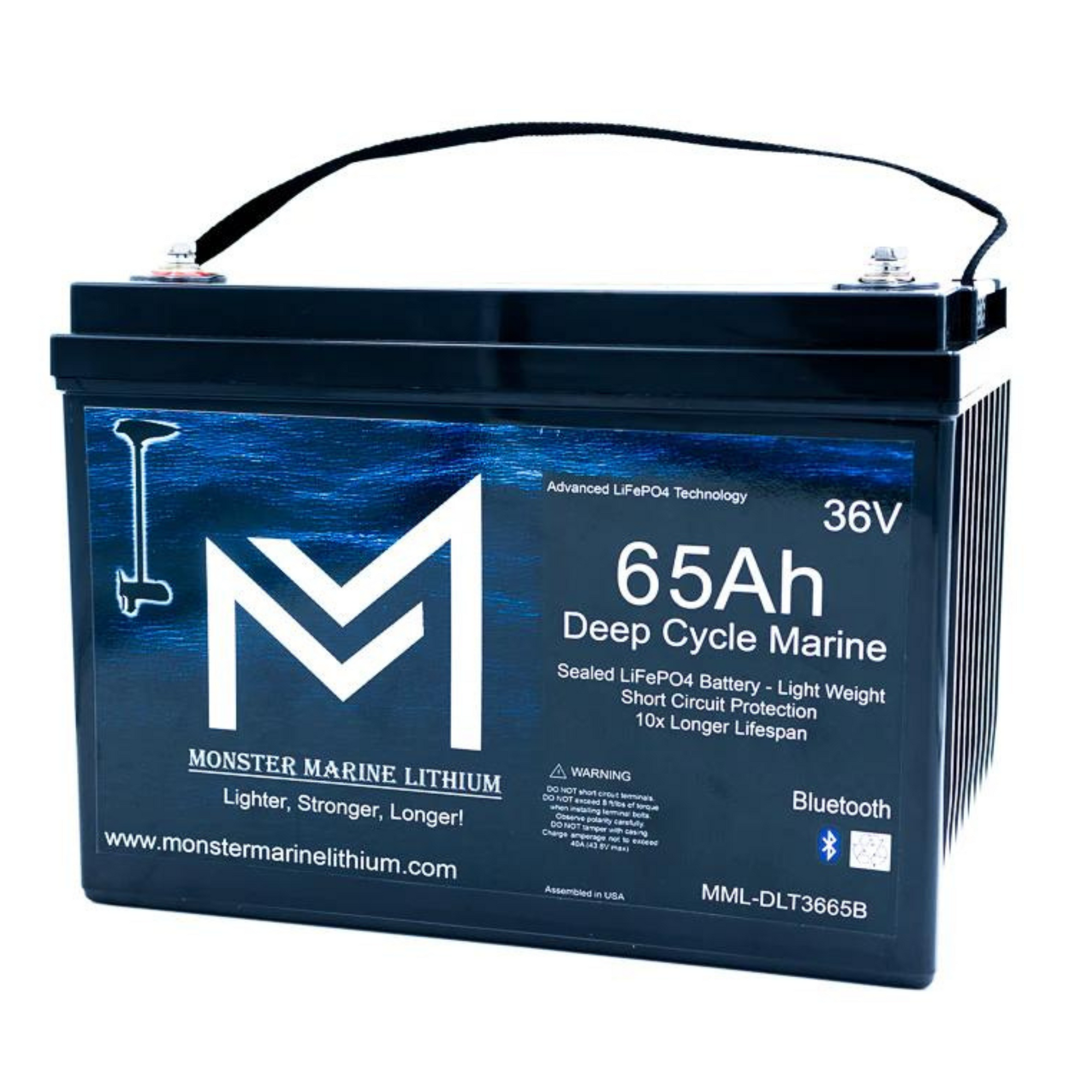 Monster Marine Lithium 36V 65Ah Bluetooth Lithium Trolling Battery