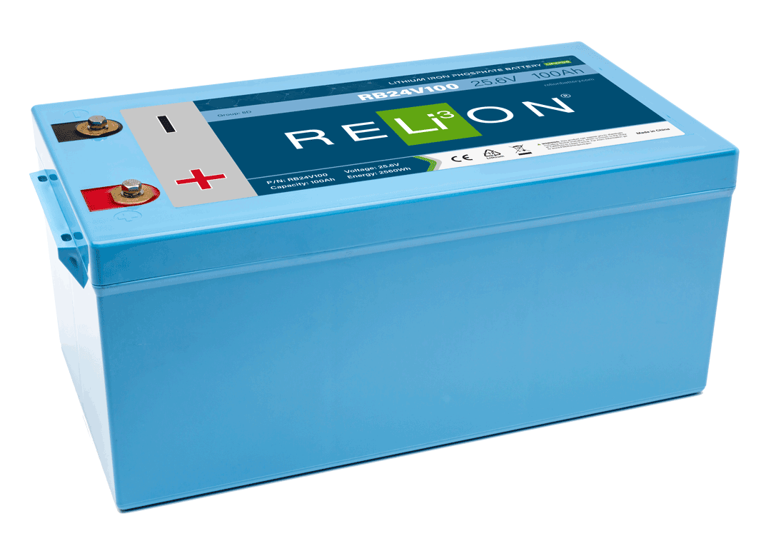 RELiON | RB24V100 Deep Cycle Lithium Battery | 24V 100Ah | Group 8D
