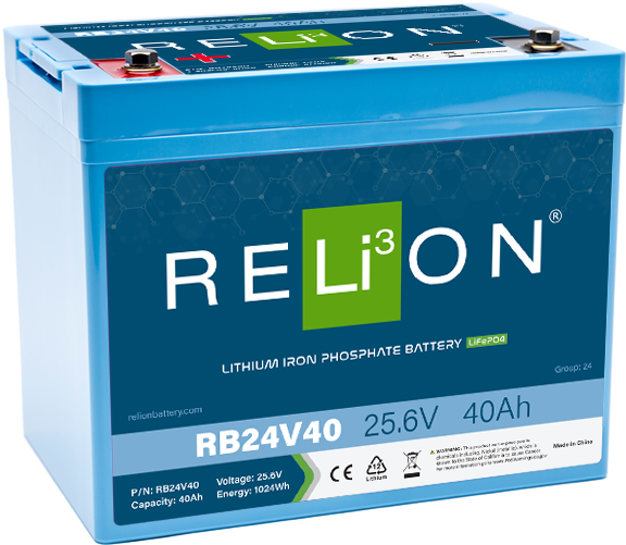 RELiON | RB24V40 Deep Cycle Lithium Battery | 24V 40Ah | Group 24