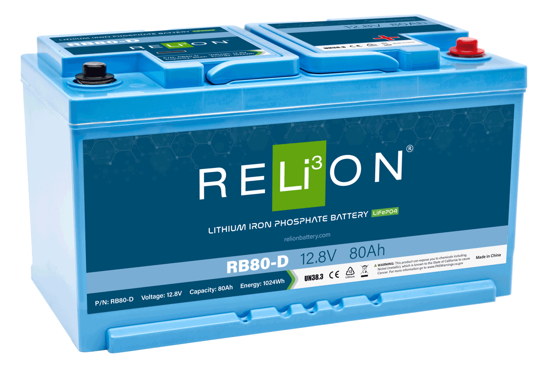 RELiON | RB80-D Deep Cycle Lithium Battery | 12V 80Ah | European DIN Size