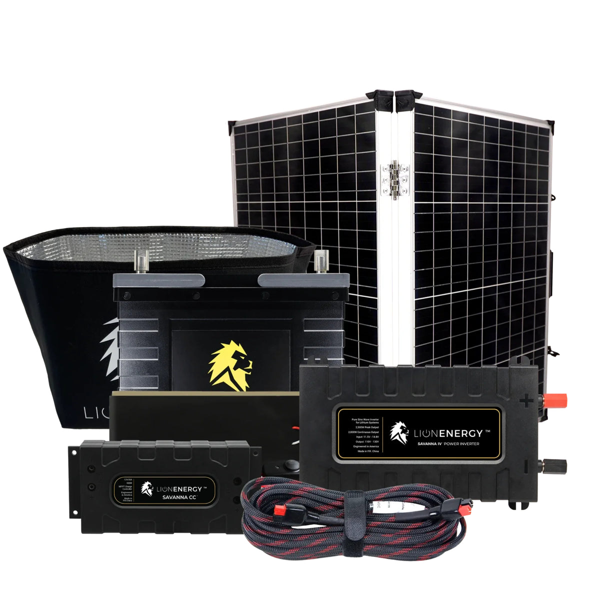 Lion Energy | 12V 105Ah Solar Power System + Inverter | Build Your Own Kit