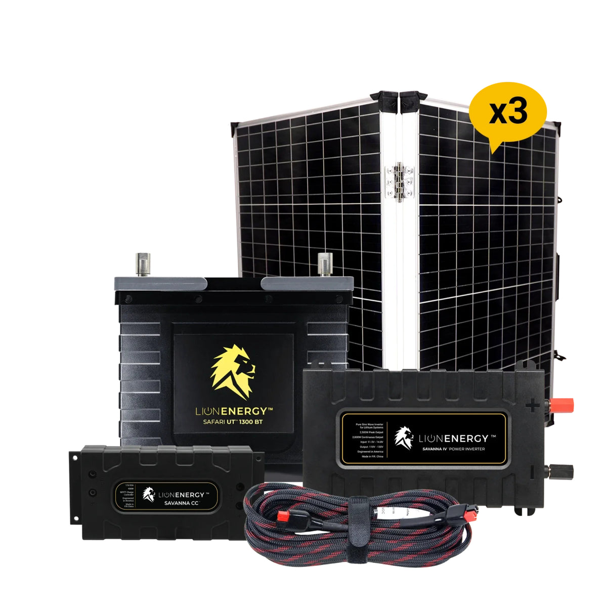 Lion Energy | 12V 105Ah Solar Power System + Inverter | Build Your Own Kit
